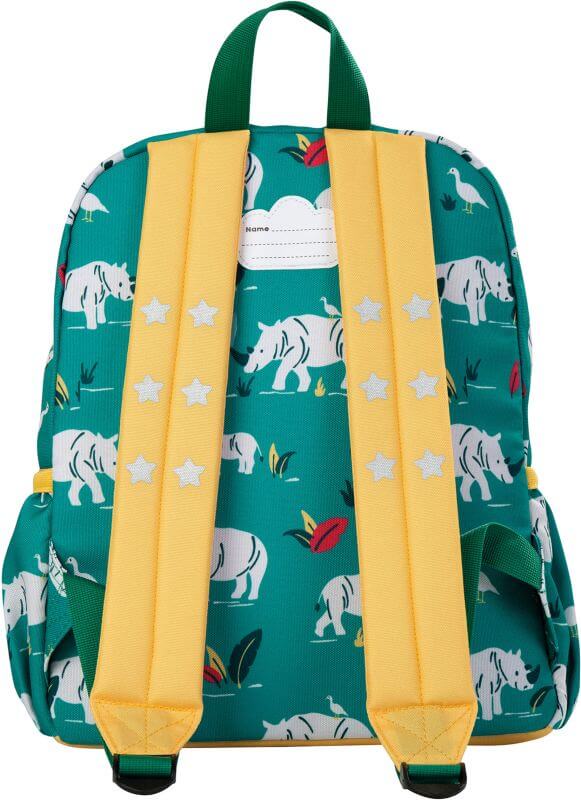 Cooler Kinder-Rucksack mit Nashörnern grün