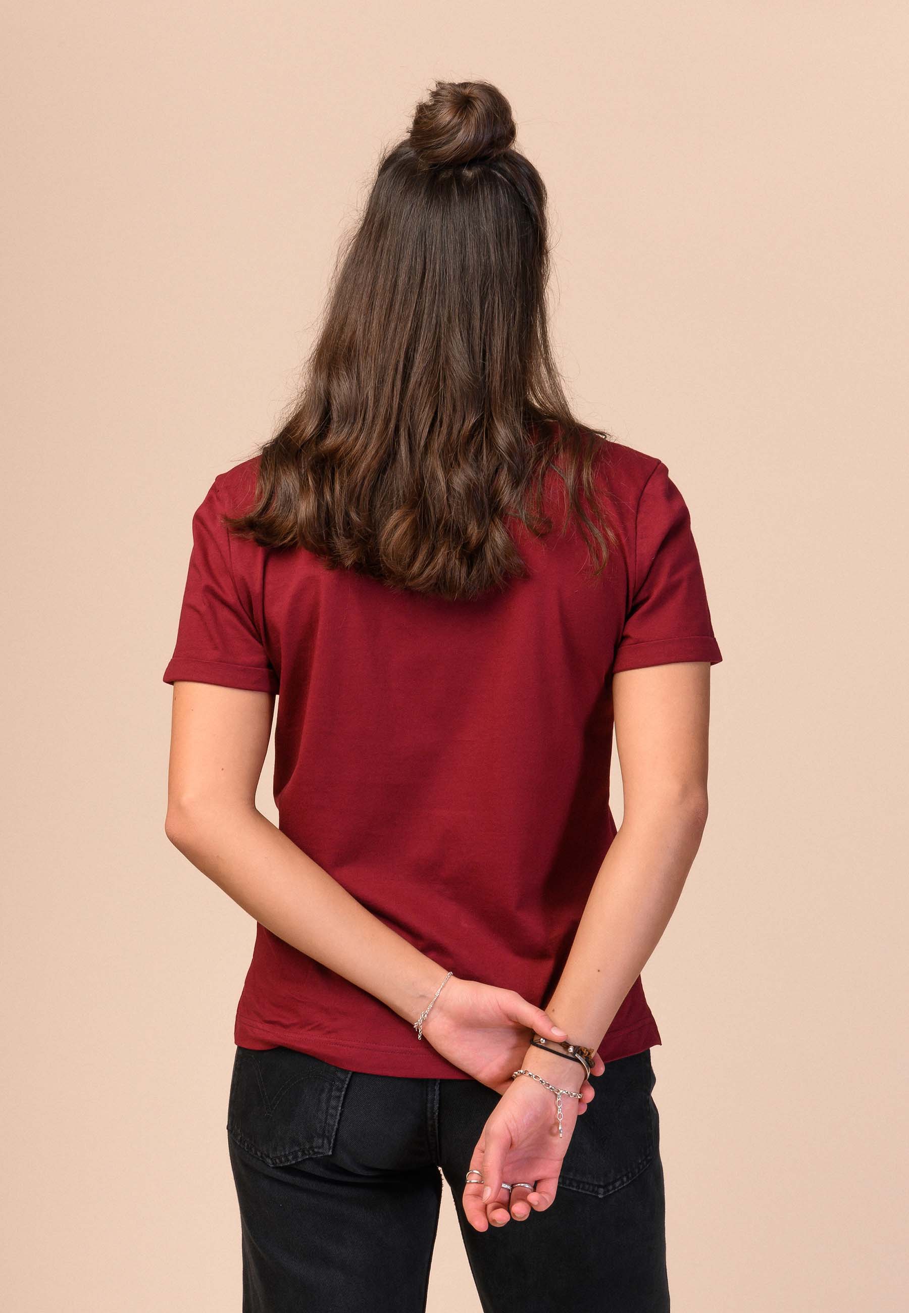 Damen V-Neck T-Shirt PRIA burgunderrot