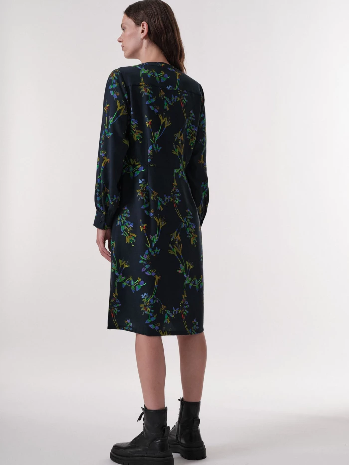 Midi-Kleid mit Winterlotus Print atlantic