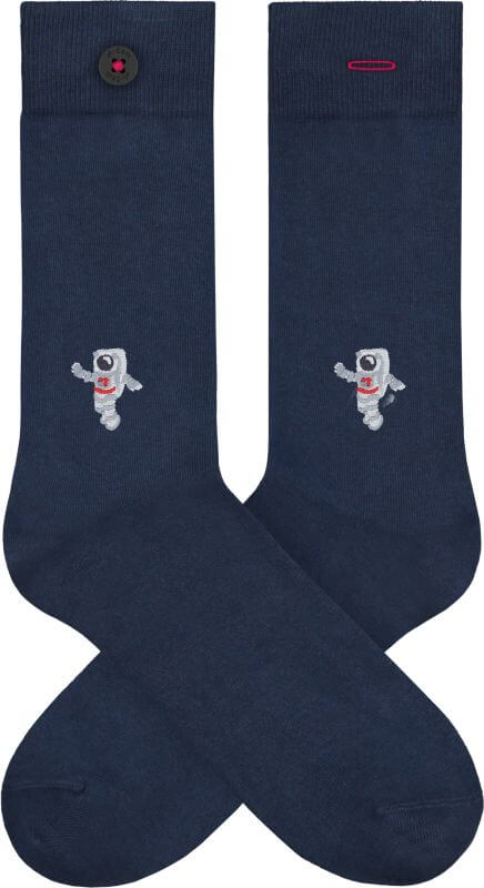 Dunkelblaue Socken mit Astronauten-Stickerei