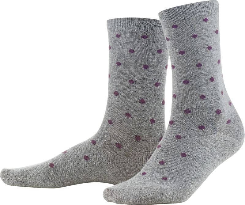 Schicke Damen-Socken im 2er-Pack pflaume/grau