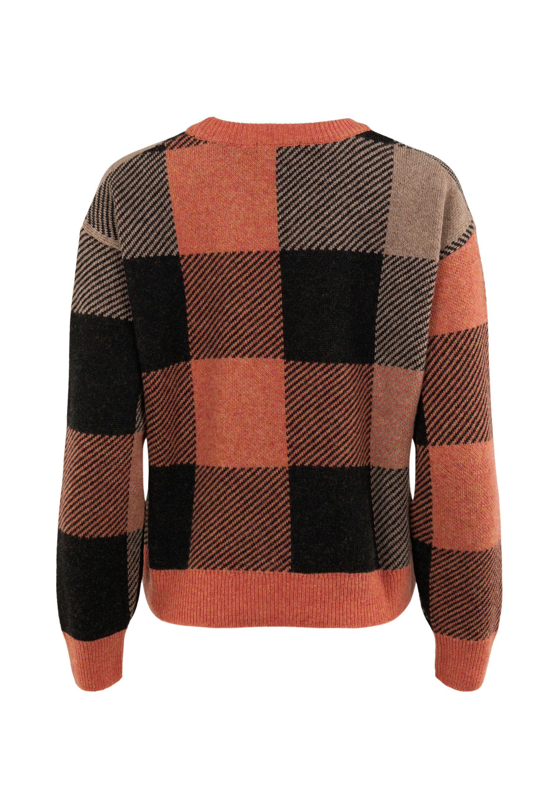 Karierter Strickpullover Boxy Pixel Check autumn leaf