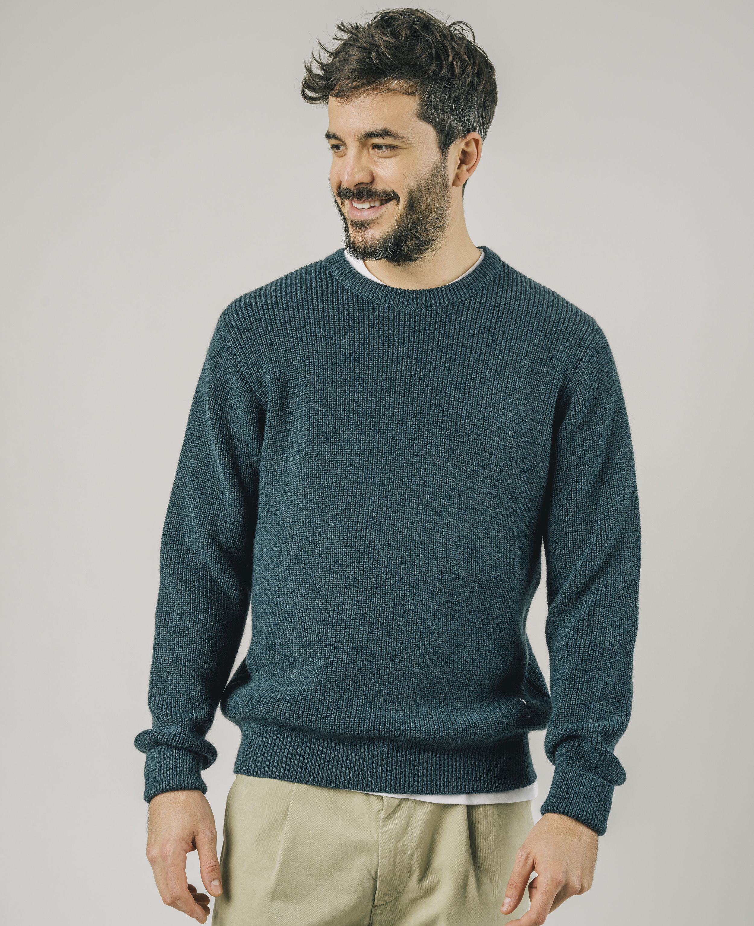 Waterfront Merino-Strickpullover Dark Petrol