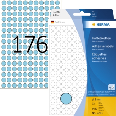 HERMA Markierungspunkt 2213 8mm Papier blau 5.632 St./Pack.