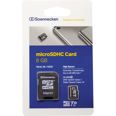 Soennecken Speicherkarte 71633 micro SDHC Adapter Class 10 8GB