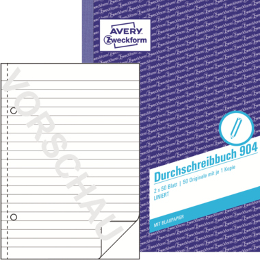 Avery Zweckform Durchschreibebuch 904 DIN A5 liniert 2x50Blatt