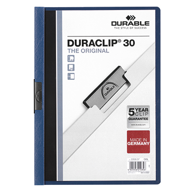 DURABLE Klemmmappe DURACLIP 30 220007 DIN A4 Hartfolie d.blau