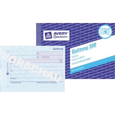 Avery Zweckform Quittung 300 DIN A6 quer 50Blatt