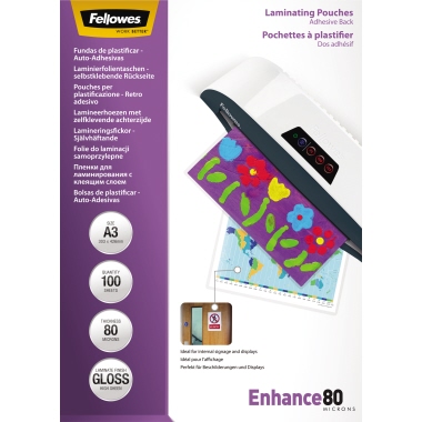 Fellowes Laminierfolie Enhance 80 5302302 DIN A3 tr 100 St./Pack.