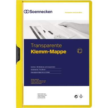 Soennecken Klemmmappe 3315 DIN A4 bis 30Blatt PVC gelb