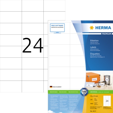 HERMA Etikett PREMIUM 4615 70x37mm weiß 4.800 St./Pack.