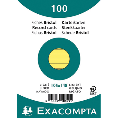 Exacompta Karteikarte 10829SE DIN A6 liniert gelb 100 St./Pack.