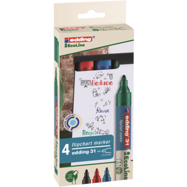 edding Flipchartmarker 31 EcoLine 4-31-4 1,5-3mm sortiert 4 St./Pack.