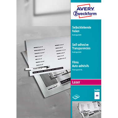 Avery Zweckform Laserfolie 3480 210x297mm transparent 100 St./Pack.