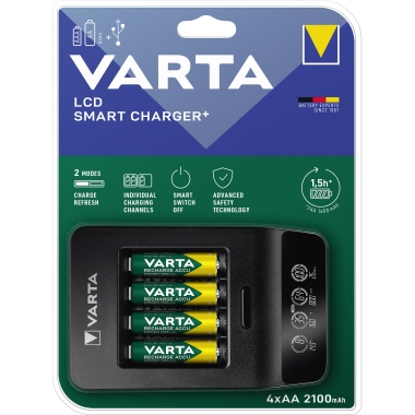 Varta Ladegerät LCD Smart Charger+ 57684101441 +4xAA 2.100mAh