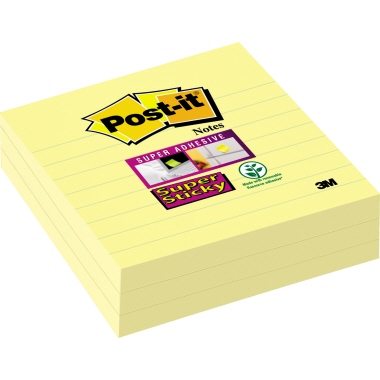 Haftnotiz Post-it Super Sticky 675-3SCY 101x101mm lin. ge 3 St.