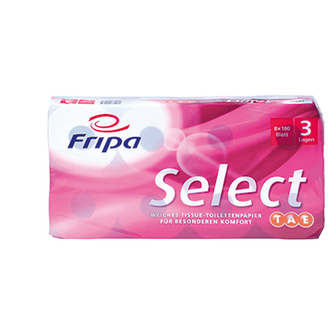 Fripa Toilettenpapier Select 1030807 3-lagig weiß 8 Rl./Pack.