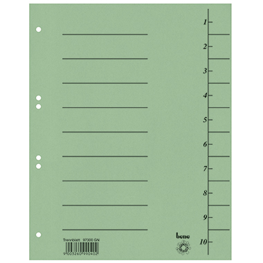 Bene Trennblatt 97300GN A4 Karton grün 100 St./Pack.