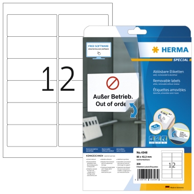 HERMA Etikett 4348 96x42,3mm ablösbar ws 300 St.