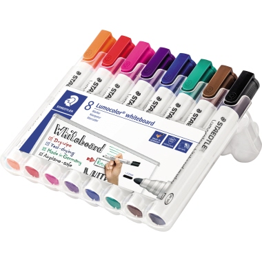 STAEDTLER Whiteboardmarker Lumocolor 351 WP8 2mm sort. 8St.