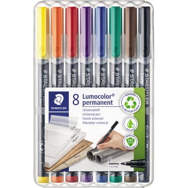 STAEDTLER Folienstift Lumocolor 318 WP8 0,6mm sort. 8 St./Pack.