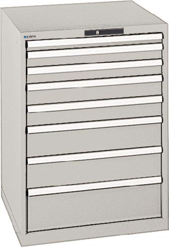 Schubladenschrank H1000xB717xT725mm lichtgrau 8Schubl.Vollauszug,KeyLock || VE = 1 ST