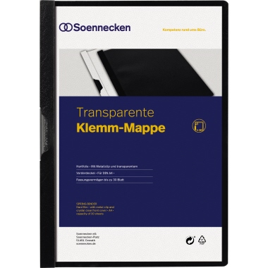 Soennecken Klemmmappe 3320 DIN A4 bis 30Blatt PVC schwarz