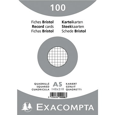 Exacompta Karteikarte 10208E DIN A5 kariert weiß 100 St./Pack.