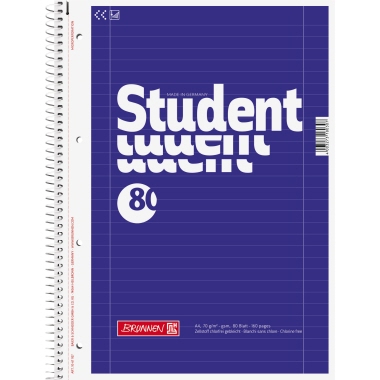 BRUNNEN Collegeblock Student 1067927 DIN A4 80Bl. Lin27 liniert