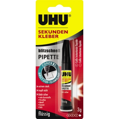 UHU Sekundenkleber blitzschnell PIPETTE 45570 3g