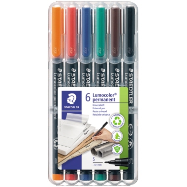 STAEDTLER Folienstift Lumocolor 313 WP6 0,4mm sortiert 6 St./Pack.