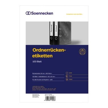 Soennecken Ordneretikett 66308 schmal/kurz sk weiß 700 St./Pack.