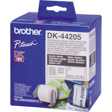 Brother Endlosetikettenrolle DK-44205 Papier wiederablösbar ws