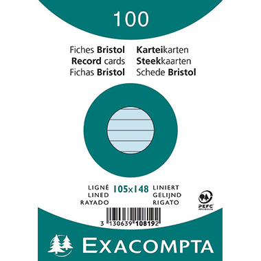 Exacompta Karteikarte 10819SE DIN A6 liniert blau 100 St./Pack.