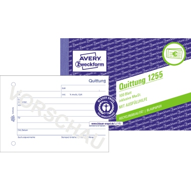 Avery Zweckform Quittung 1255 A6 100Blatt