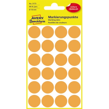 Avery Zweckform Markierungspunkt 3173 18mm leuchtorange 96 St./Pack.