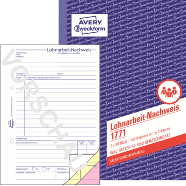 Avery Zweckform Lohnarbeitnachweis 1771 DIN A5 SD 3x40Blatt