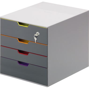 DURABLE Schubladenbox VARICOLOR Safe 760627 Schloss 4Fächer gr/fb