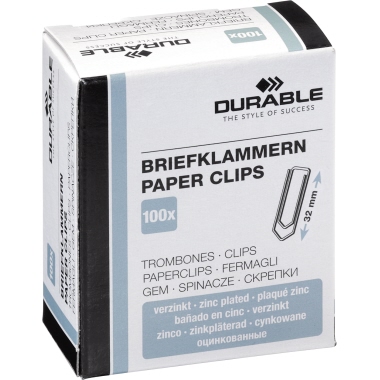 DURABLE Briefklammer 121025 32mm verzinkt 100 St./Pack.