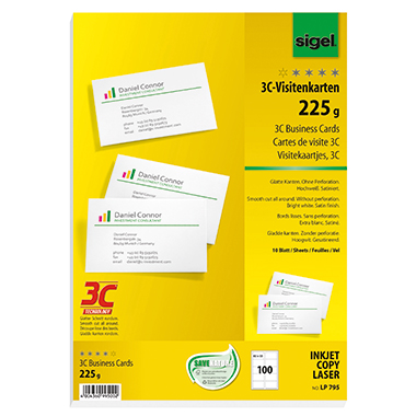 SIGEL Visitenkarte LP795 DIN A4 85x55mm 225g ws 100 St./Pack