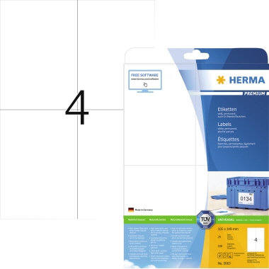 HERMA Etikett PREMIUM 5063 105x148mm weiß 100 St./Pack.