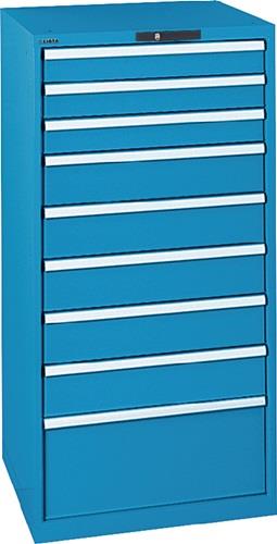 Schubladenschrank H1450xB717xT725mm lichtblau 9 Schubl.Vollauszug,KeyLock LISTA || VE = 1 ST