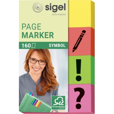 SIGEL Haftmarker HN635 gelb, orange,grün,pink 4 x 40 Bl./Pack.