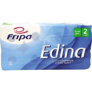 Fripa Toilettenpapier Edina 1010809 2lg. 400Bl. Zellstoff 8 St./Pack.