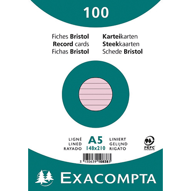 Exacompta Karteikarte 10838SE DIN A5 liniert rosa 100 St./Pack.