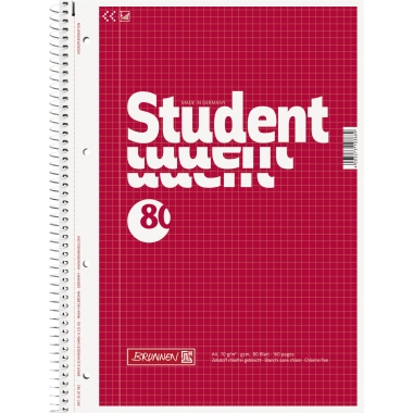 BRUNNEN Collegeblock Student 1067942 A4 kariert 80 Bl.rt