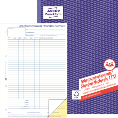 Avery Zweckform Stundennachweis 1773 DIN A4 2x40Blatt