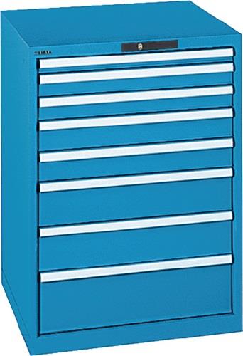 Schubladenschrank H1000xB717xT725mm lichtblau 8Schubl.Vollauszug,KeyLock || VE = 1 ST