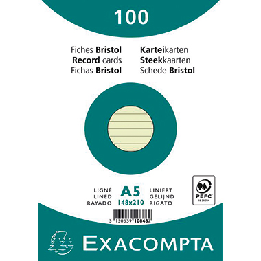 Exacompta Karteikarte 10848SE DIN A5 liniert grün 100 St./Pack.