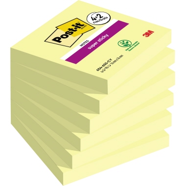 Post-it Haftnotiz Super Sticky 654-SSCY-P4+2 76x76mm 90Bl ge 6St.